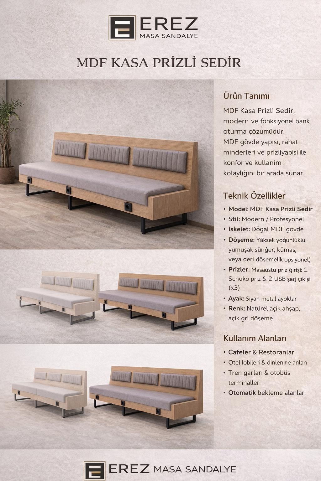 MDF Kasa Prizli Sedir